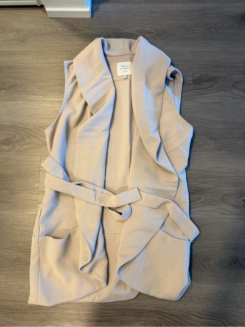 Maison d’Amélie Paris Blush Drape Vest w/ Belt XL